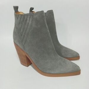 MARC FISHER Ltd Gadri Suede Leather Heeled Ankle Boot In Gray Womens Size 5.5